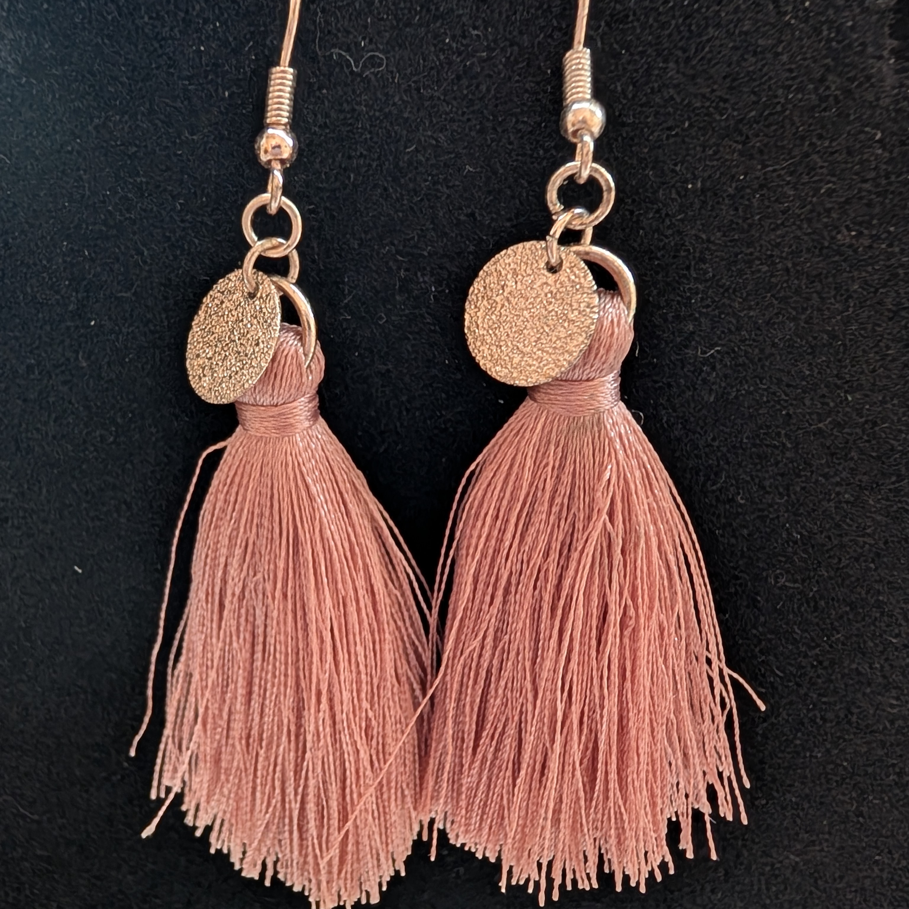 Pink Tassel Earrings With Rose Gold Accents 5$